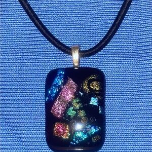 Black Enamel Pendant Necklace